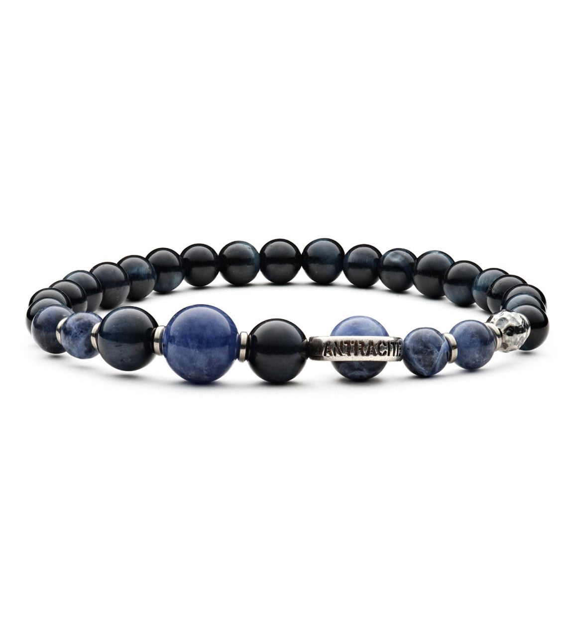 Bracciale Uomo Antracite Con Pietre Blu Terra